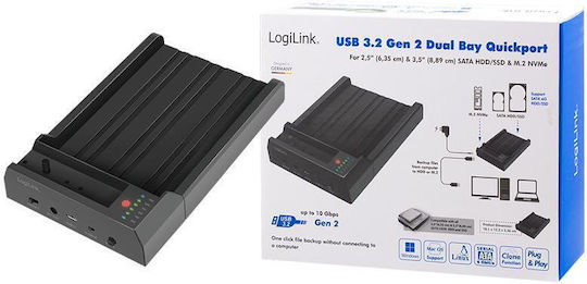 LogiLink Докинг станция за 2 Хард Диска SATA 2.5" / M.2 (2230)" / M.2 (2242)" / M.2 (2260)" / M.2 (2280)" с връзка USB 3.2 (QP0031)