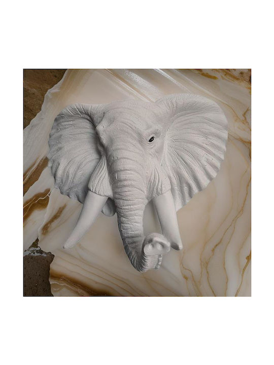 Sculptură de Perete Elefant din Rășină Decorare Casă Alb 20x9x21.5cm