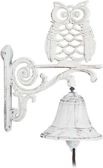 Decorative Owl Bell Made Cast Iron Fabric String White Brown 26.5 X 19 X 11 Cm Decorative Owl Bell Made Cast Iron Fabric String White Brown 26.5 X 19 X 11 Cm