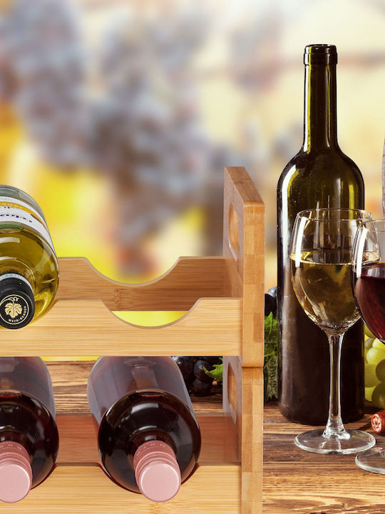 Relaxdays Wine Bottle Holder Natural Bamboo 8 Bottles 24 X 47 X 18 Cm