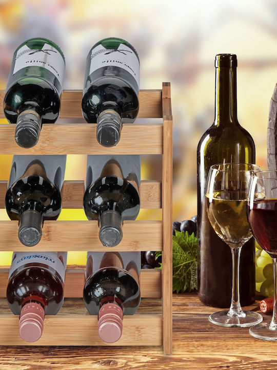 Suport pentru Sticle de Vin din Bambus Natural 12 Sticle 30 X 45 X 23.5 Cm
