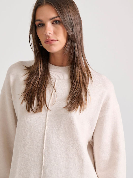 Midi Kleid mit Schlitz Beige