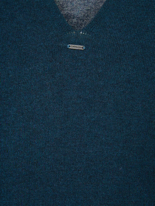 Midi Φόρεμα Πλεκτό με Σκίσιμο Teal