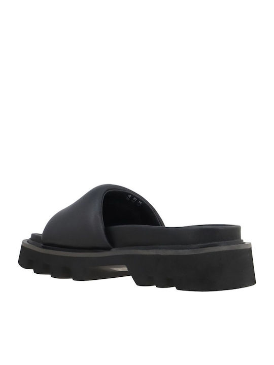 Persia Leather Women's Flat Sandals in Black Color
