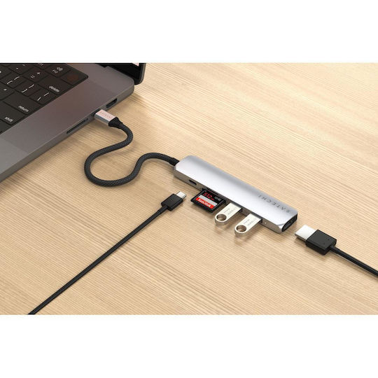 Satechi ST-P6SS USB-A / USB-C Docking Station mit HDMI 4K PD Silber