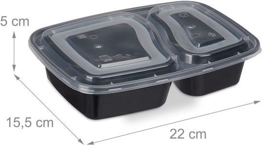Set 10 caserole reutilizabile cu capac Relaxdays 2 compartimente 800ml capacitate capac etanș