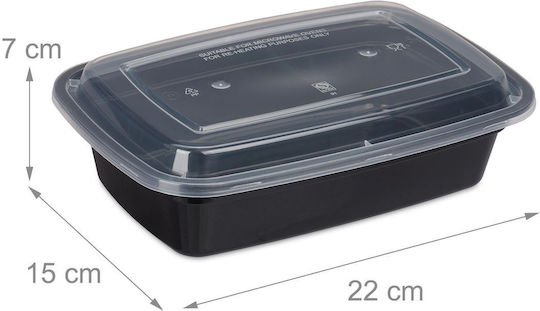 Rectangular Disposable Food Containers Lid 1000ml 10 Pieces 7 X 22 X 15 Cm