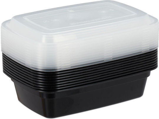 Rectangular Disposable Food Containers Lid 1000ml 10 Pieces 7 X 22 X 15 Cm