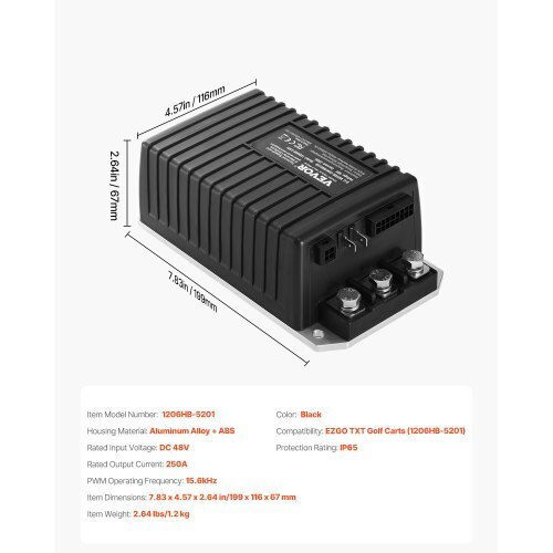 Vevor Ελεγκτής Ταχύτητας 48v 250a Ezgo Txt 1206hb-5201 Qcsdkzqxh120ejyrev9