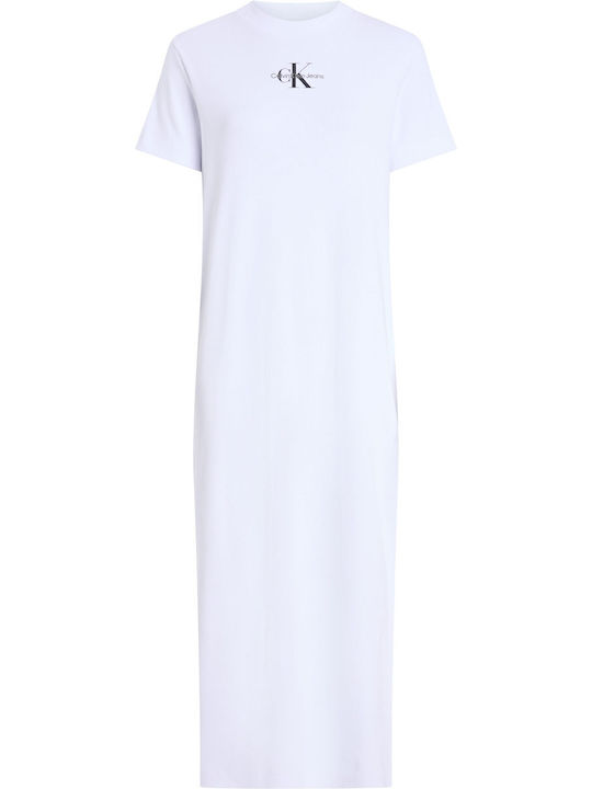 Καλοκαιρινό Midi T-shirt Φόρεμα Λευκό