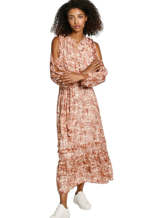 Summer Midi Shirt Dress with Ruffles Ecru White