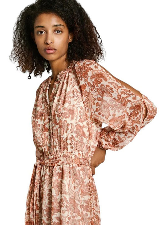 Summer Midi Shirt Dress with Ruffles Ecru White