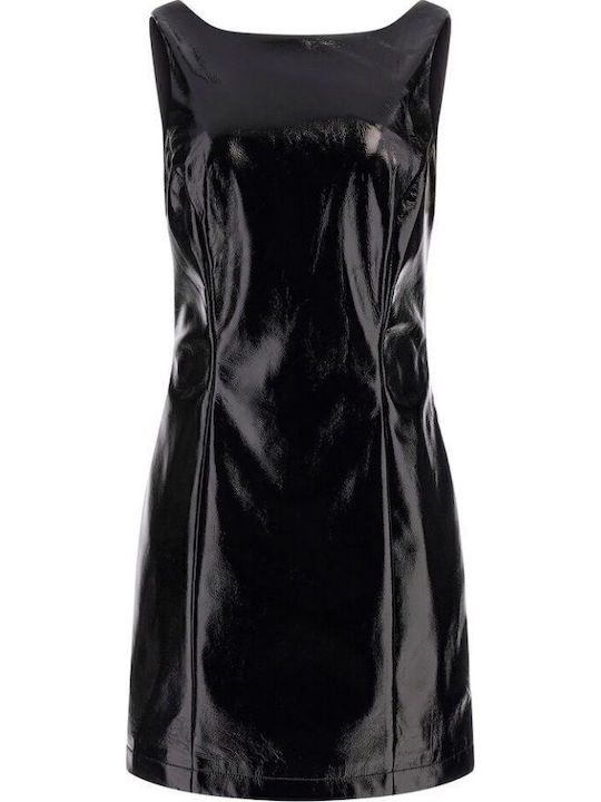 Laurie Mini Evening Leather Dress Black
