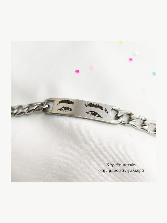 Theodora's Jewellery Identity Bracelet with Eye Design Made of Stainless Steel