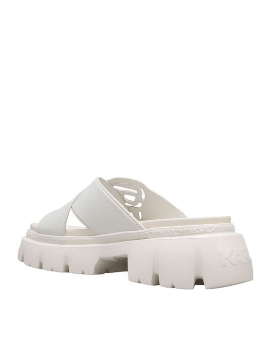 Leather Women's Flat Sandals in White Color