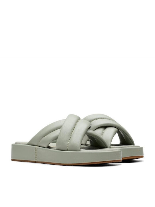 Glide Leather Women's Flat Sandals in Turquoise Color