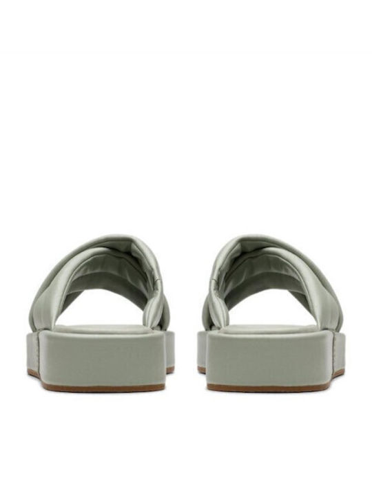 Glide Leather Women's Flat Sandals in Turquoise Color