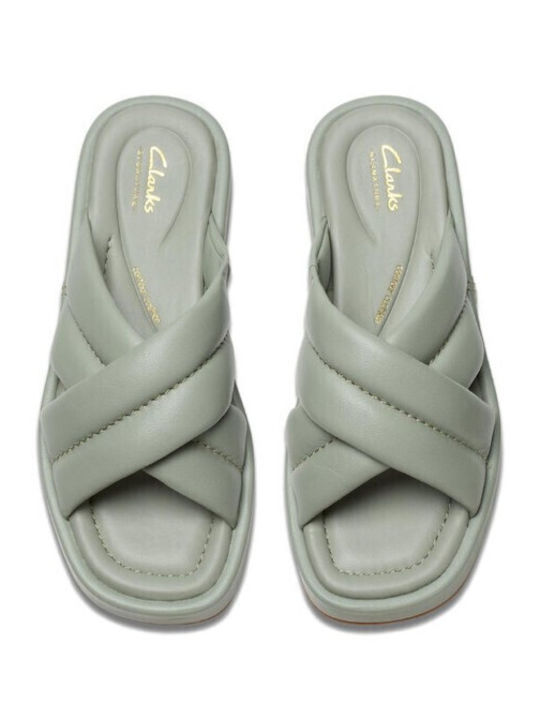 Glide Leather Women's Flat Sandals in Turquoise Color