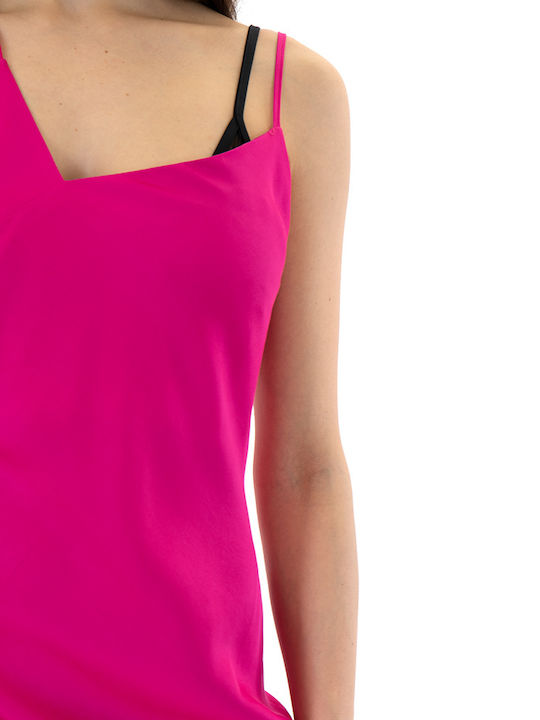 Sommer Maxi Abendkleid Satin Fuchsia
