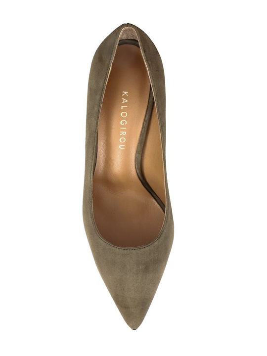 Suede Γόβες με Ψηλό Τακούνι OLIVE