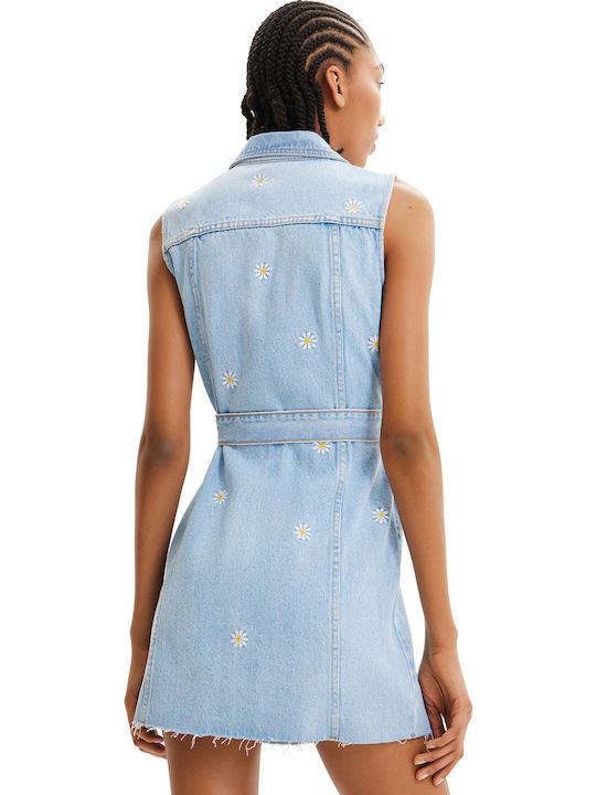 Virginnie Sommer Mini Hemdkleid Kleid Blau