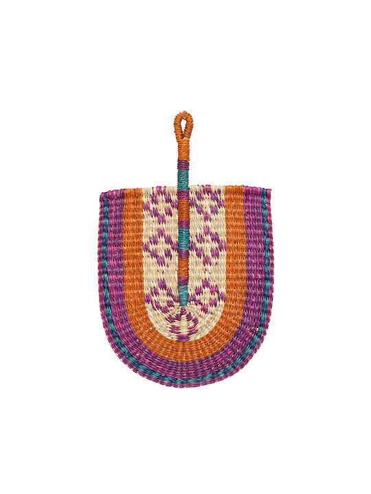 Wanddekoration Fächer Handgefertigt Lila aus Korbweide Material 45x29cm