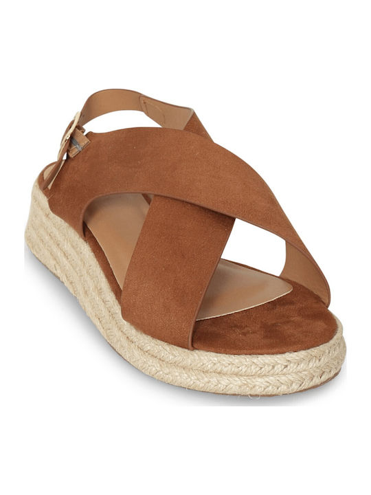 Cross Strap Damenplattformen Tabac Braun