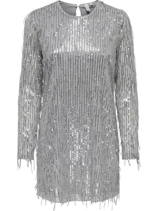 Mini Abendkleid Mit Offenem Rücken Mit Masche Silber