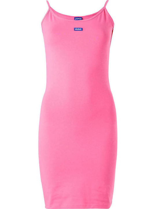 Sommer Mini Sportliches Damenkleid mit Spaghetti-Träger Rosa