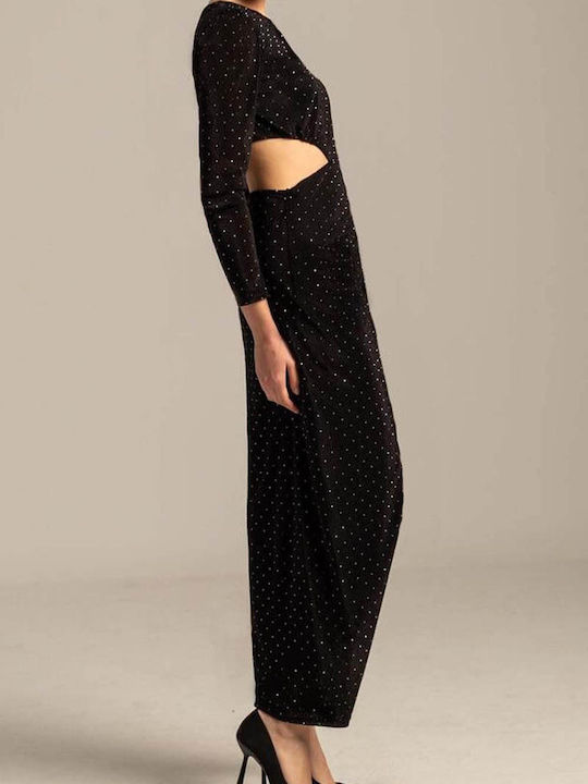 Enid Maxi Evening Velvet Dress Black