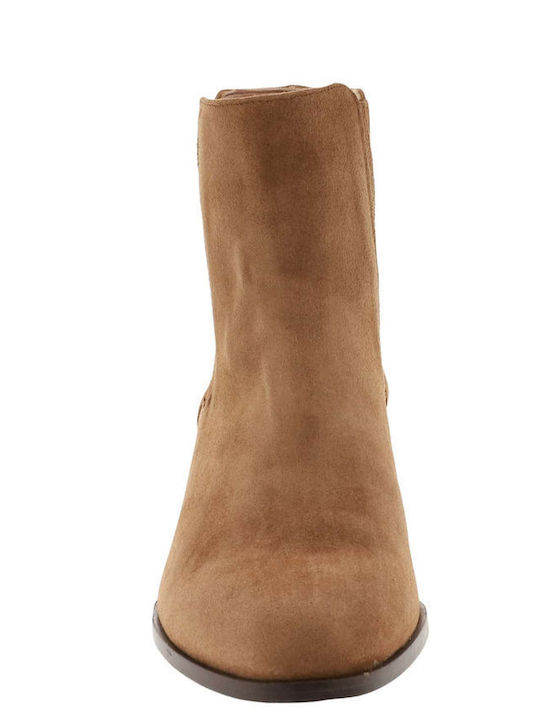 Suede Women's Ankle Boots Beige