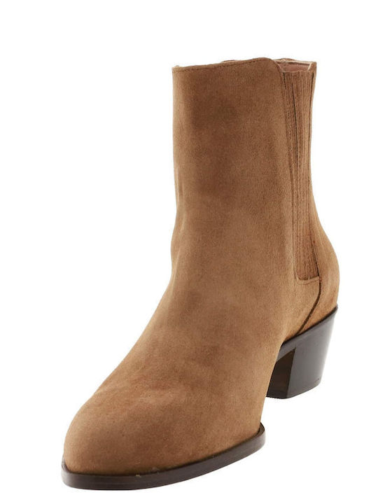 Suede Women's Ankle Boots Beige