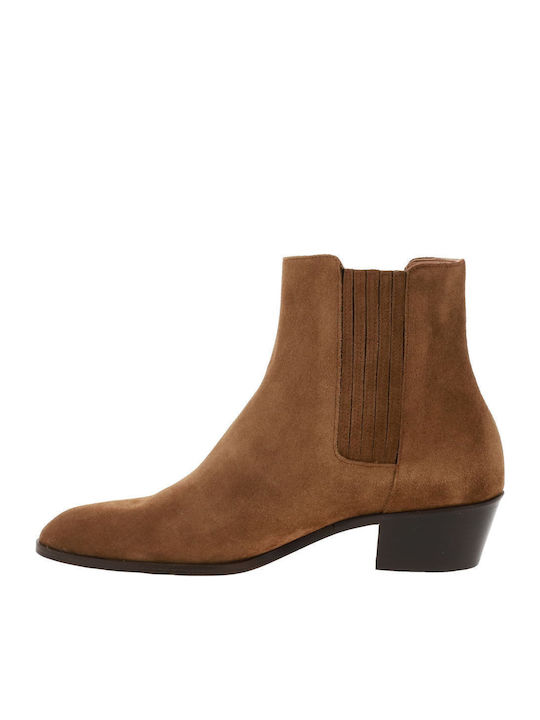 Suede Women's Ankle Boots Beige