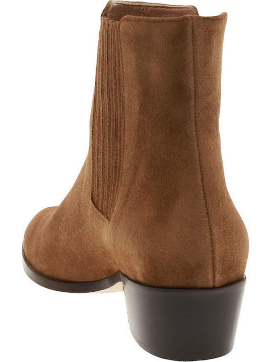 Suede Women's Ankle Boots Beige