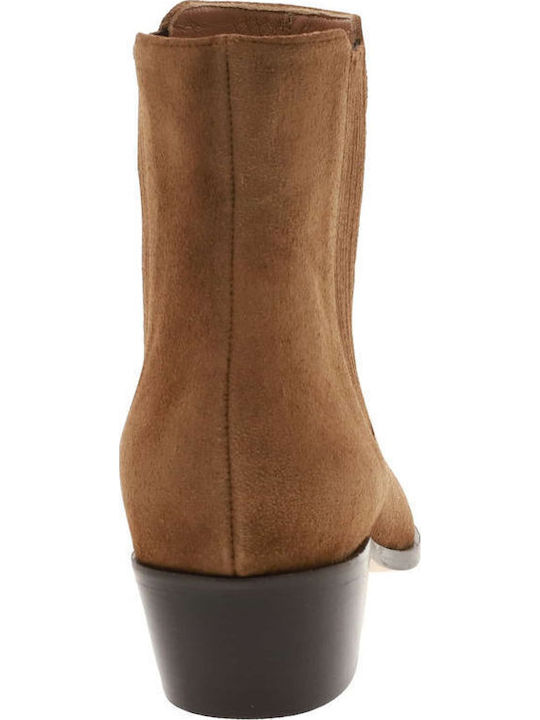 Suede Women's Ankle Boots Beige