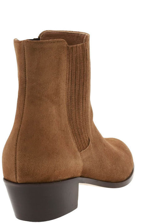 Suede Women's Ankle Boots Beige