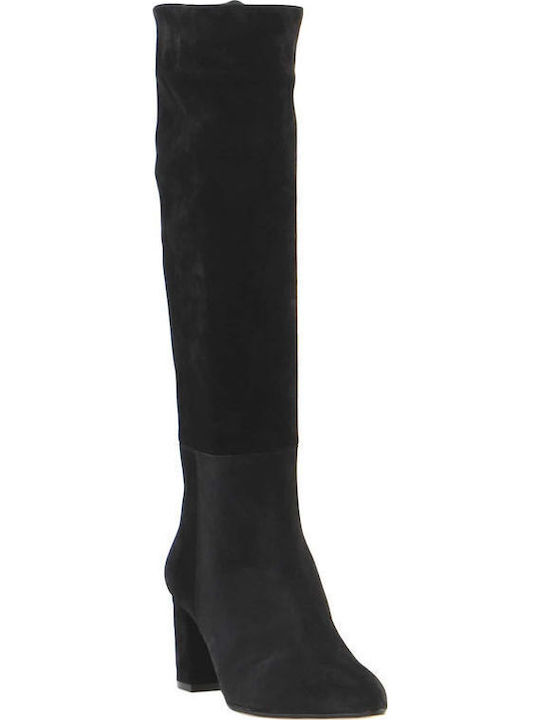 Suede Medium Heel Women's Boots Black