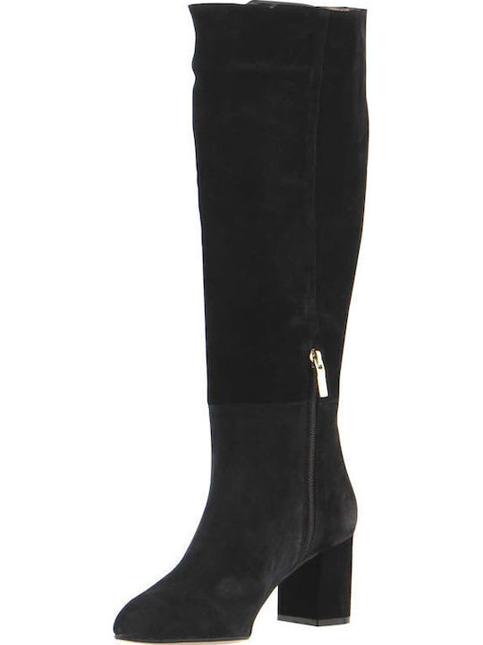 Suede Medium Heel Women's Boots Black