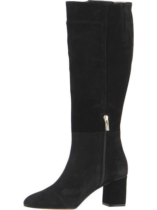 Suede Medium Heel Women's Boots Black