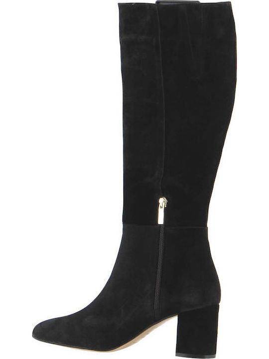 Suede Medium Heel Women's Boots Black