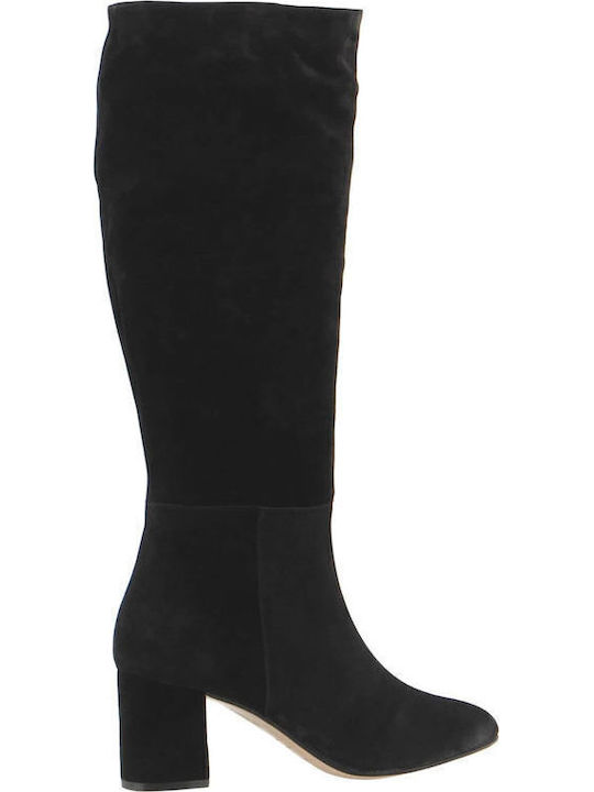 Suede Medium Heel Women's Boots Black