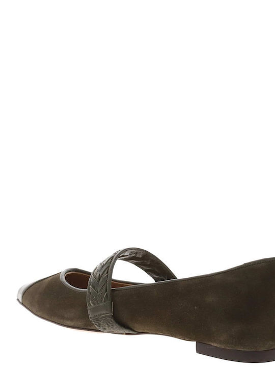 Leather Ballerinas Khaki