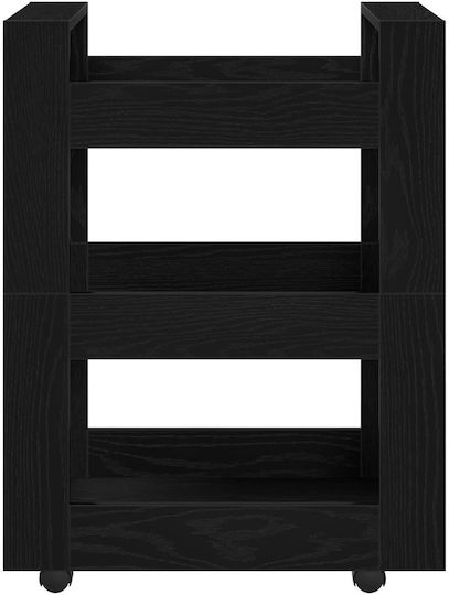 vidaXL Ραφιέρα Κουζίνας Ξύλινη 3 Θέσεων Μαύρη 60x45x80cm
