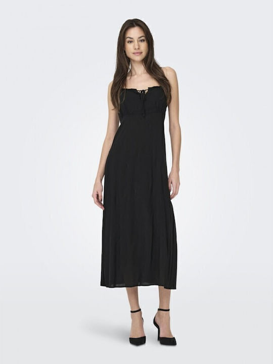 Life Sommer Midi Damenkleid Schwarz