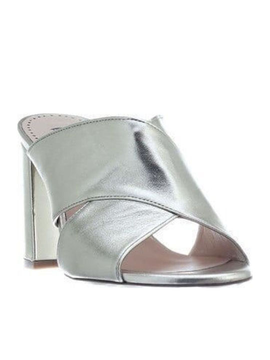 Mules with High Heel in Gold Color