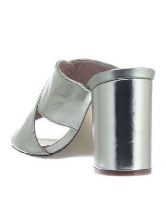 Mules with High Heel in Gold Color