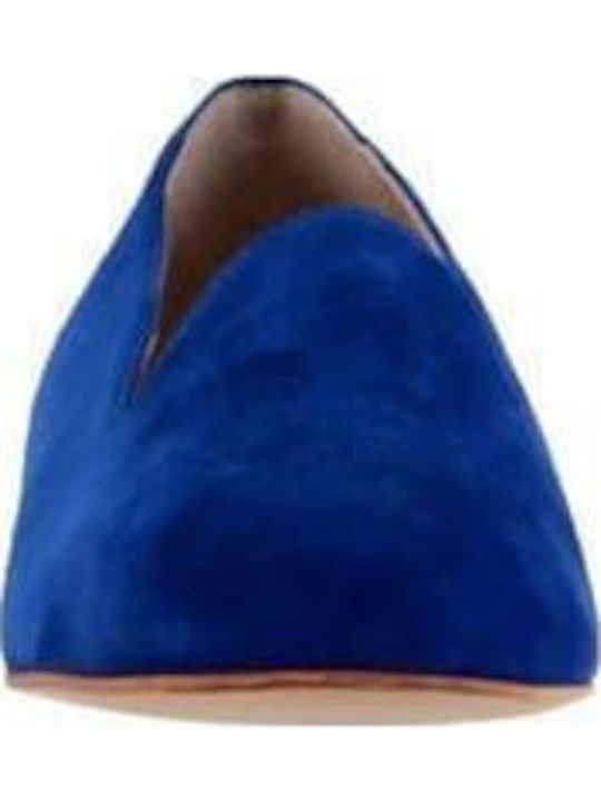 Leather Women's Loafers in Blue Color