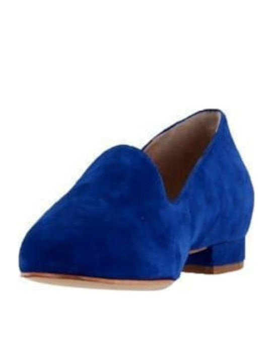 Leather Women's Loafers in Blue Color