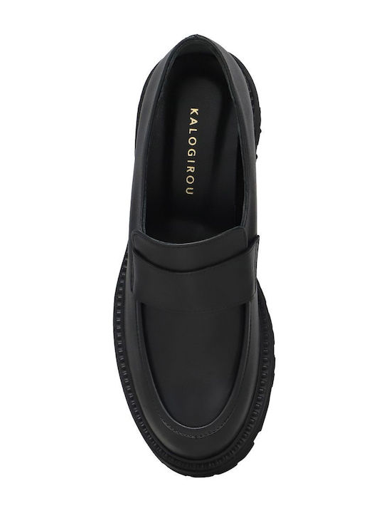 Δερμάτινα Γυναικεία Loafers σε Μαύρο Χρώμα