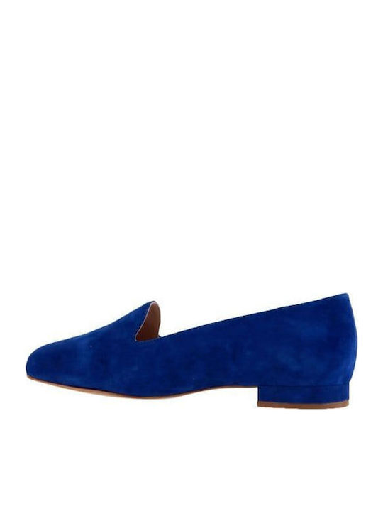 Leather Women's Loafers in Blue Color